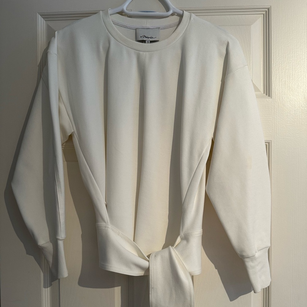 3.1 Phillip Lim Cream Tie-Front Sweatshirt